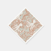 Octopus Lijnkunst | Servetten (Oranje & Grijs) (Hoek)