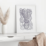 Octopus Line Art Drawing Block Print in Paars<br><div class="desc">Een leuke,  steampunk octopus-lijntekenblokafdruk in een donker paars. Neem contact met me op met vragen of verzoeken.</div>