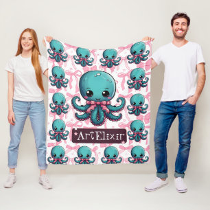 Octopus lint print fleece deken