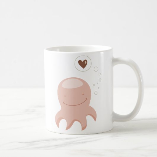 Octopus Love Cute Cartoon Romantic Koffiemok (Rechts)