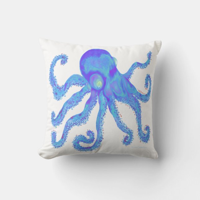 Octopus - Lt Blue Kussen (Voorkant)