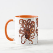 Octopus Macropus, Antieke Mariene Waterdieren Mok (Links)