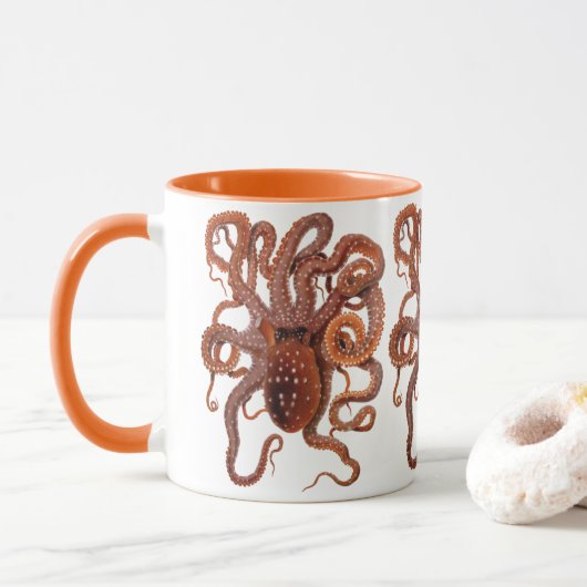 Octopus Macropus, Antieke Mariene Waterdieren Mok (Met donut)