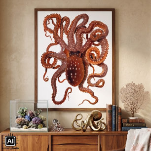  octopus Macropus, zeewaterdieren Poster