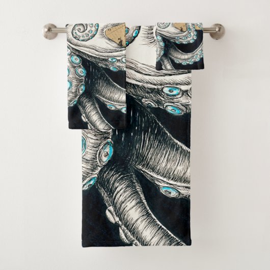 Octopus  Map Beige Bad Handdoek (Insitu)