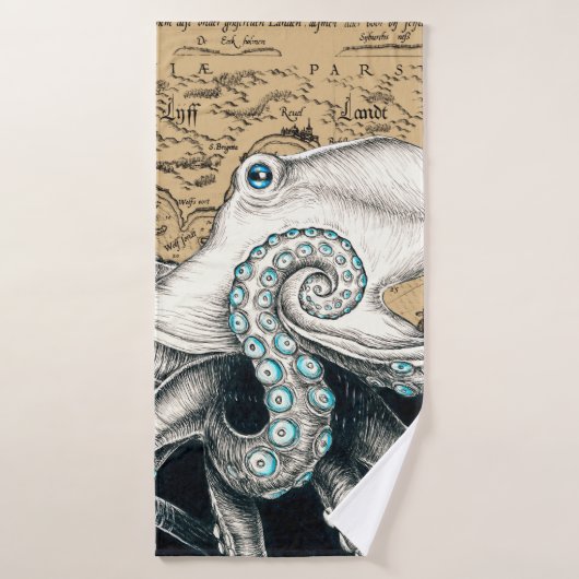 Octopus  Map Beige Bad Handdoek (Badhanddoek)