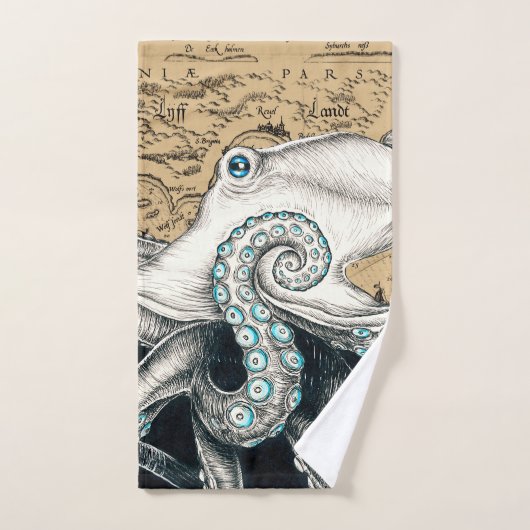Octopus Map Beige Bad Handdoek (Handdoek)