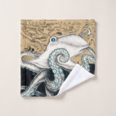 Octopus  Map Beige Bad Handdoek (Wasdoekje)