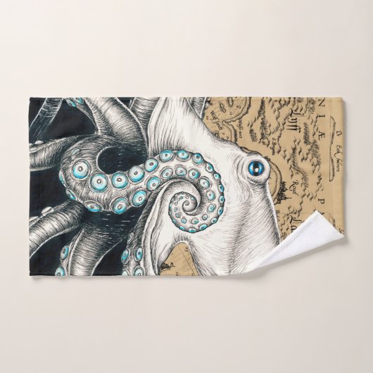 Octopus Map Beige Bad Handdoek (Handdoek)