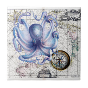 Octopus Map Nautica Tegeltje