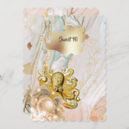 Octopus marine goud elegante Quinceanera partij Kaart