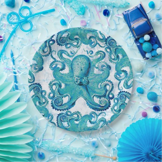 Octopus Marine Life Ocean Animals Beach Nauto Papieren Bordje (Feest)