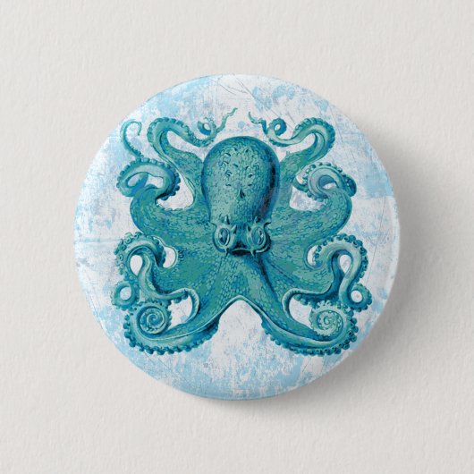 Octopus Marine Life Ocean Animals Beach Nauto Ronde Button 5,7 Cm (Voorkant)