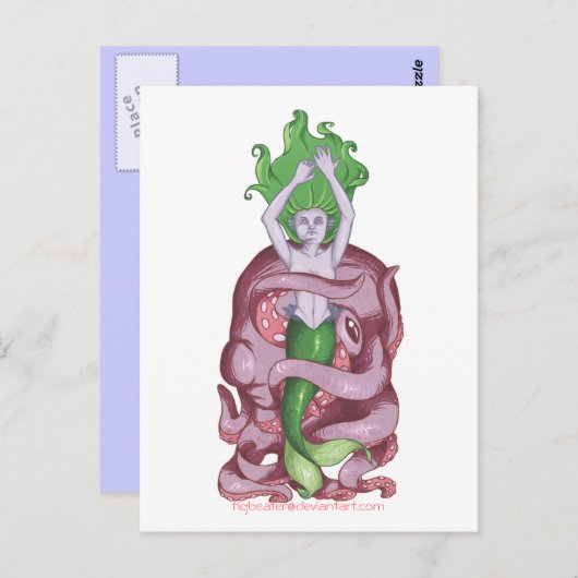 Octopus Mermaid Briefkaart (Voorkant / Achterkant)