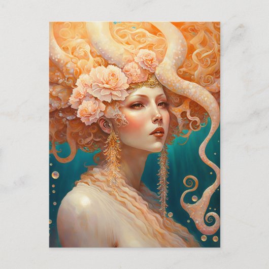 Octopus Mermaid Fantasy Art Briefkaart (Voorkant)