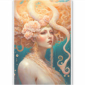 Octopus Mermaid Fantasy Art Sticker (Voorkant)