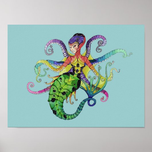 Octopus Mermaid Poster print (Voorkant)
