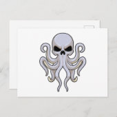 Octopus met 8 armen en schedel briefkaart (Voorkant / Achterkant)