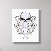 Octopus met 8 armen en schedel canvas afdruk (Voorkant)