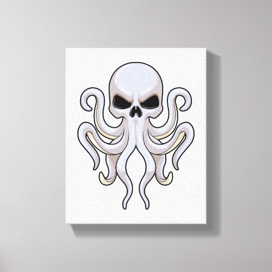 Octopus met 8 armen en schedel canvas afdruk (Voorkant)