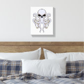 Octopus met 8 armen en schedel canvas afdruk (Insitu (Slaapkamer))