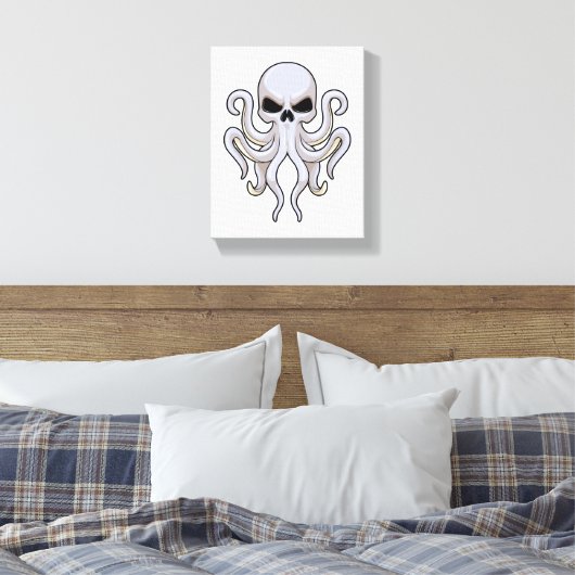 Octopus met 8 armen en schedel canvas afdruk (Insitu (Slaapkamer))