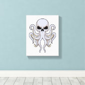 Octopus met 8 armen en schedel canvas afdruk (Insitu (Houten vloer))