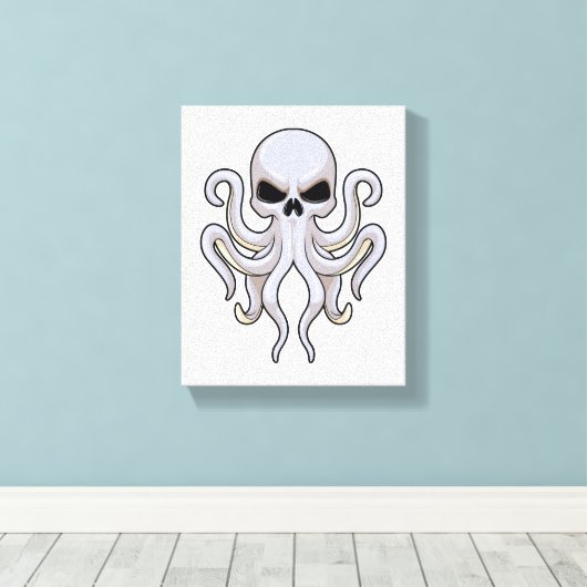 Octopus met 8 armen en schedel canvas afdruk (Insitu (Houten vloer))