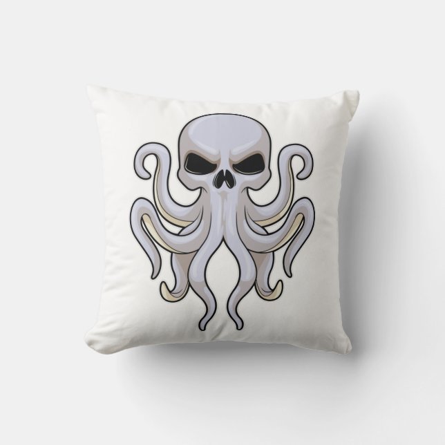 Octopus met 8 armen en schedel kussen (Voorkant)