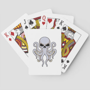 Octopus met 8 armen en schedel pokerkaarten