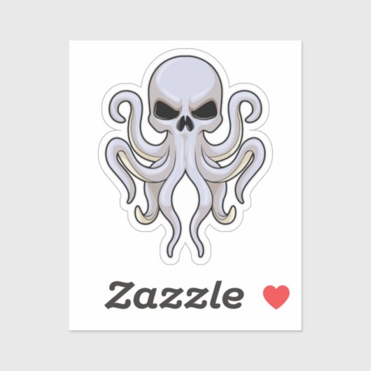 Octopus met 8 armen en schedel sticker (Vel)
