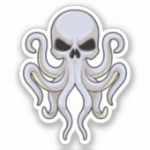 Octopus met 8 armen en schedel sticker (Voorkant)