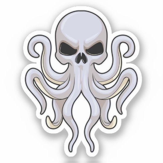 Octopus met 8 armen en schedel sticker (Voorkant)