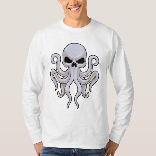 Octopus met 8 armen en schedel t-shirt (Voorkant)