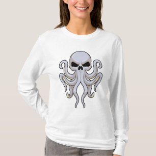 Octopus met 8 armen en schedel t-shirt
