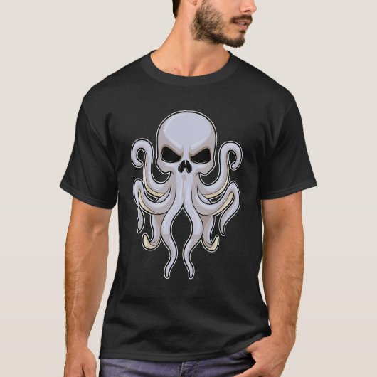 Octopus met 8 armen en schedel t-shirt (Voorkant)