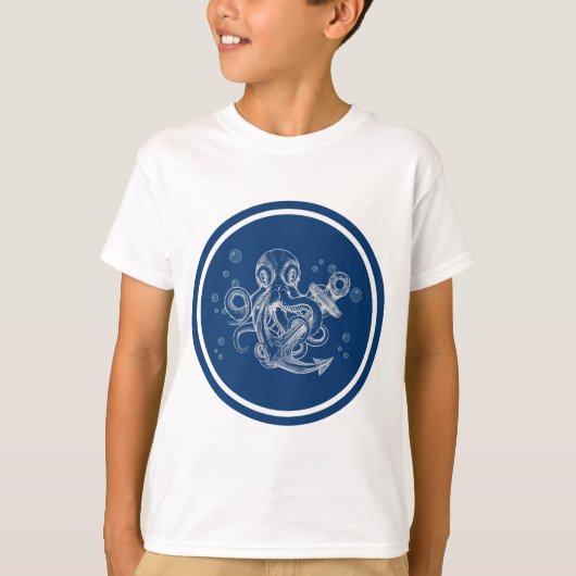 Octopus met anker t-shirt (Voorkant)