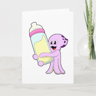 Octopus met Baby flesje Melk Kaart