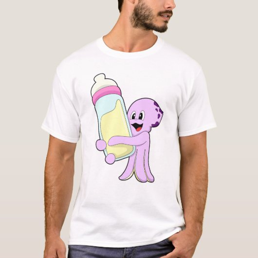 Octopus met Baby flesje Melk T-shirt (Voorkant)