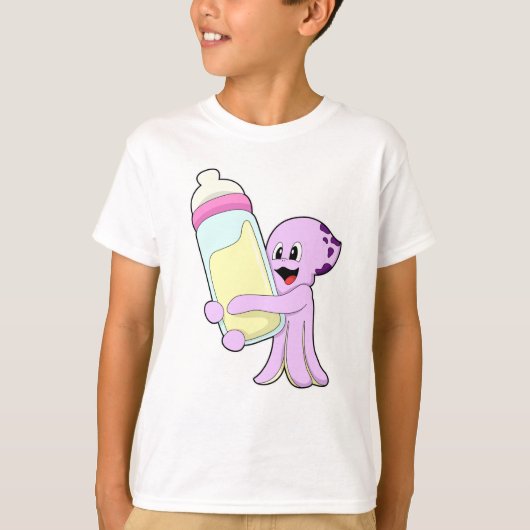 Octopus met Baby flesje Melk T-shirt (Voorkant)