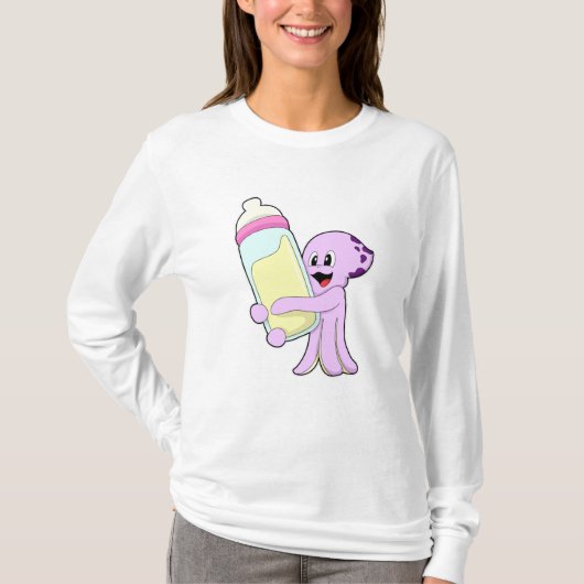 Octopus met Baby flesje Melk T-shirt (Voorkant)