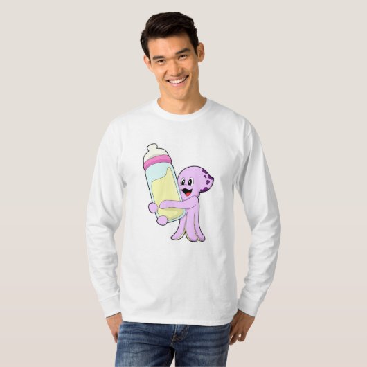 Octopus met Baby flesje Melk T-shirt (Voorkant volledig)
