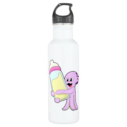 Octopus met Baby flesje Melk Waterfles (Voorkant)