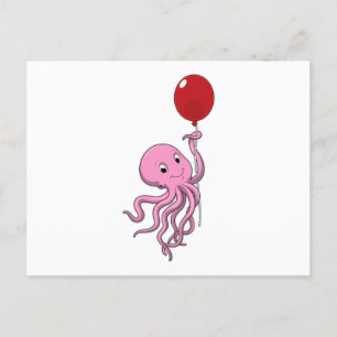 Octopus met ballon briefkaart