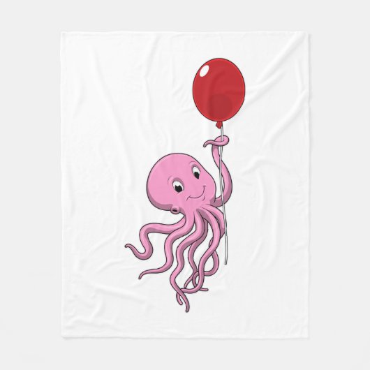 Octopus met ballon fleece deken (Voorkant)