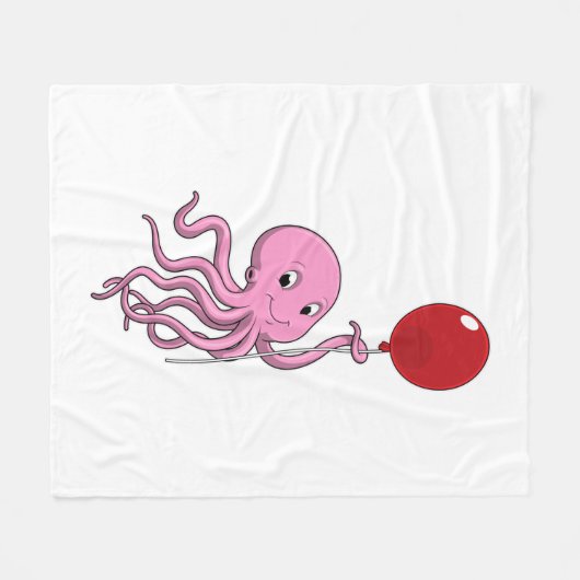 Octopus met ballon fleece deken (Voorkant (Horizontaal))