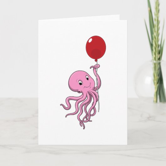 Octopus met ballon kaart (Voorkant)