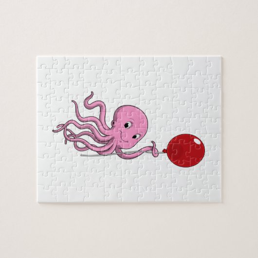 Octopus met ballon legpuzzel (Horizontaal)