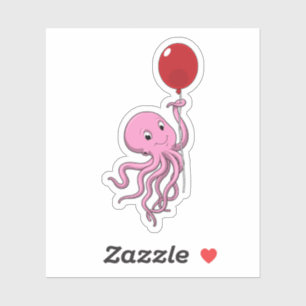 Octopus met ballon sticker