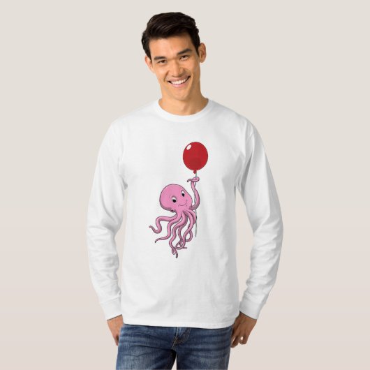 Octopus met ballon t-shirt (Voorkant volledig)
